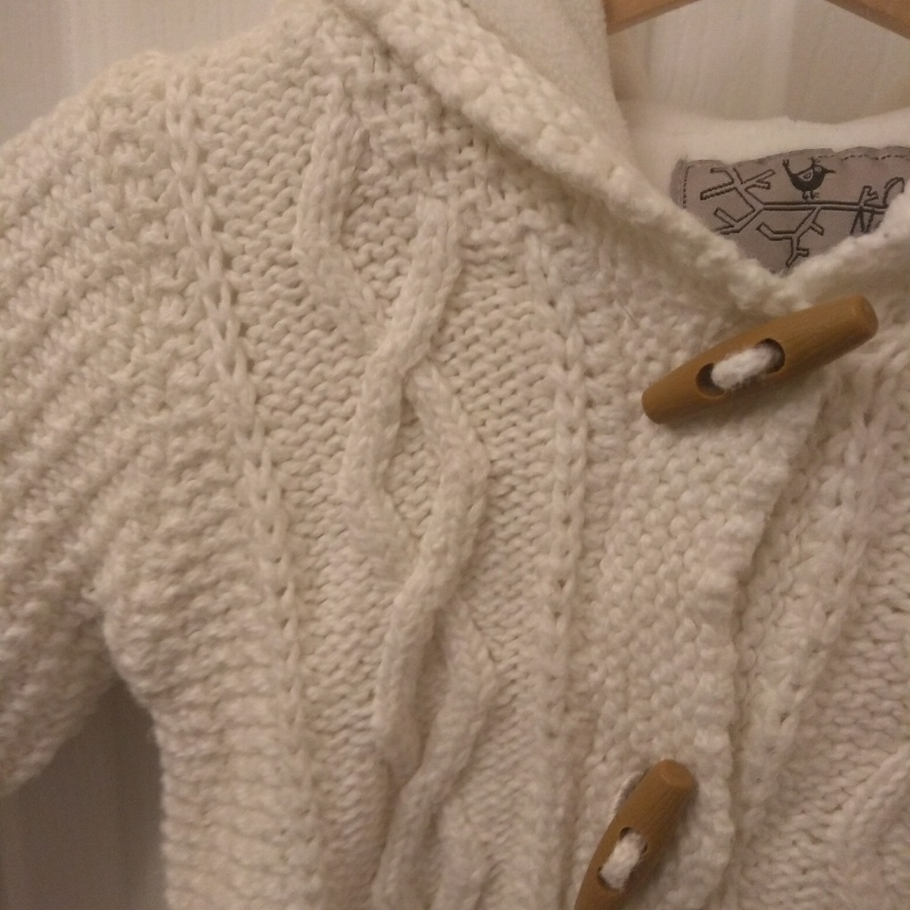 Off white crocheted button-up sweater 6-12 months